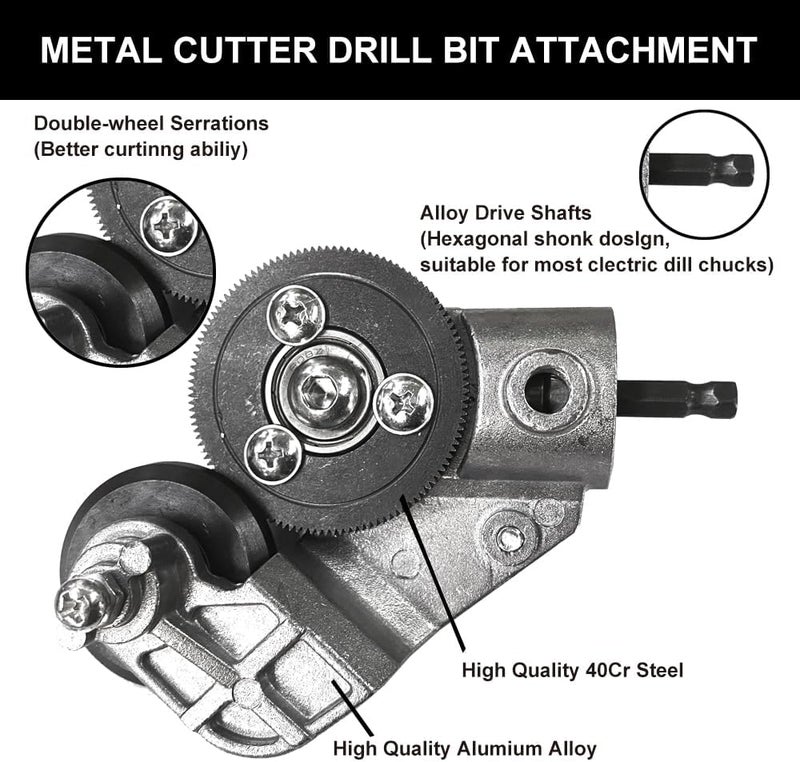 NORTOOLS Electric Drill Plate Cutter,Sheet Metal Cutter Drill Attachment,Metal Nibbler Refitting Plate Shears for Cutting Iron, Steel,Copper, Aluminum - Image 4
